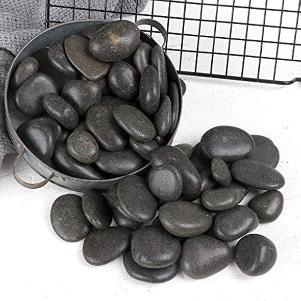 ZOLOSS Black Natural Decorative River Pebbles – 20lb 1-2 Inch Black Ornamental River Pebbles for Garden Landscaping, Home Décor, Outdoor Paving, Fountain Decoration.