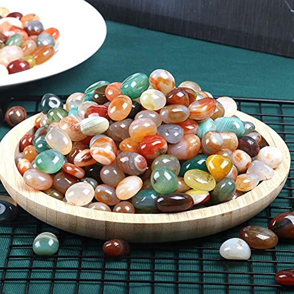 Natural Polished Decorative Tumbled Stones - 2lb Colorful Agate Stones for Landscape Decoration Stone. 0.39-0.78 Inch, Suitable for Home Decoration, DIY Handmade, Decorative Fish Tanks, Vase Filler
