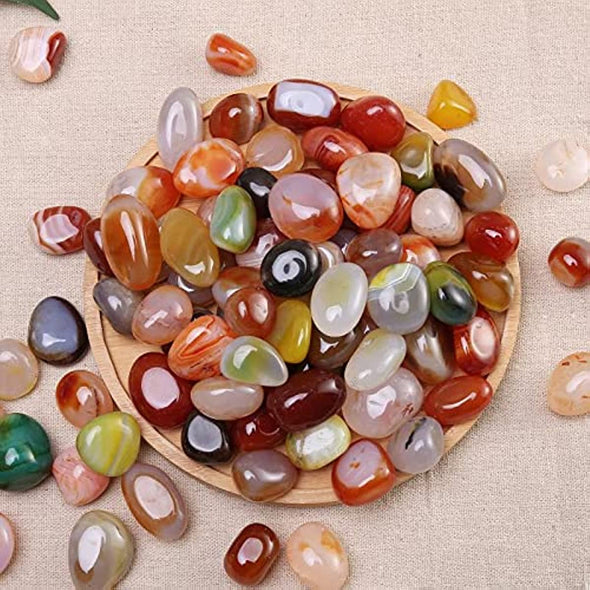 Natural Polished Decorative Gravel Pebbles - 4lb Colorful Agate Rocks for Landscape Decoration Stone. 0.78-1.18 Inch, Suitable for Home Decoration, DIY Handmade, Decorative Fish Tanks, Vase Filler