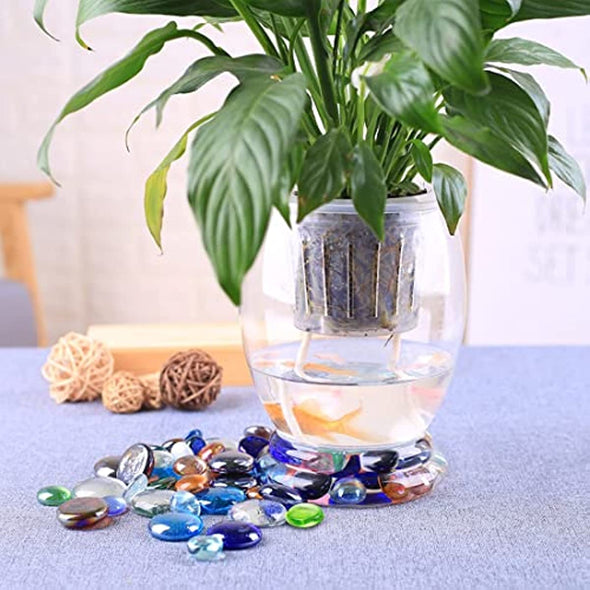 ZOLOSS 1LB Colorful Glass Pebbles - Quality Vase Filler. It Can Also Be Used for Aquarium Pebbles, Succulent Decorative Stones and DIY Ornaments.