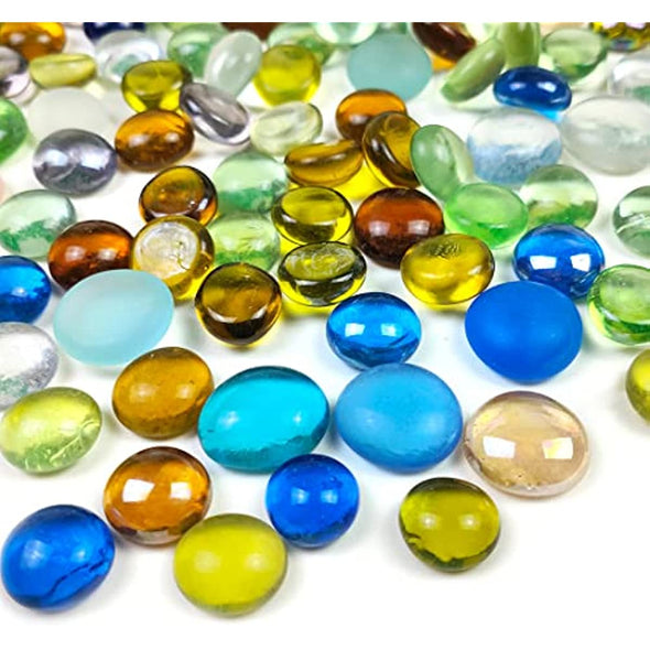 ZOLOSS 1LB Colorful Glass Pebbles - Quality Vase Filler. It Can Also Be Used for Aquarium Pebbles, Succulent Decorative Stones and DIY Ornaments.