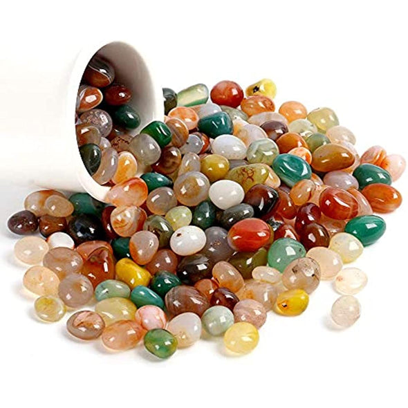 Natural Polished Decorative Tumbled Stones - 2lb Colorful Agate Stones for Landscape Decoration Stone. 0.39-0.78 Inch, Suitable for Home Decoration, DIY Handmade, Decorative Fish Tanks, Vase Filler
