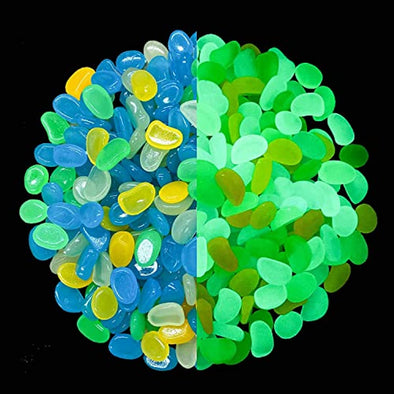 ZOLOSS Mixed Color Glow in The Dark Pebbles - Glow Rocks for Aquariums,Fish Tank, Potted Plant, Vase Filler, Indoor and Outdoor Walkway and DIY Project