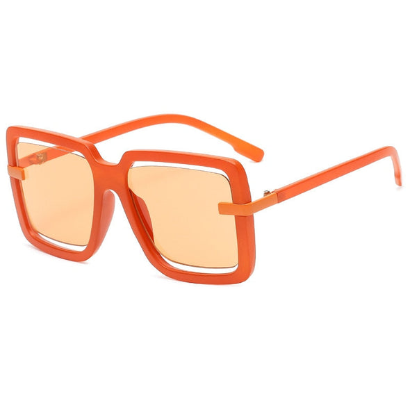 Oversized Square Hollow Luxury Frame Sunglasses Brand Designer Men Women Fashion Shades Uv400 Vintage Glasses
