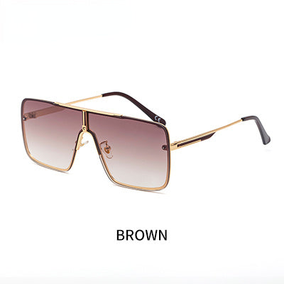Oversized Sunglasses Men Luxury Brand Designer One Piece Mental Frame Square Sun Glasses For Man Vintage Lentes