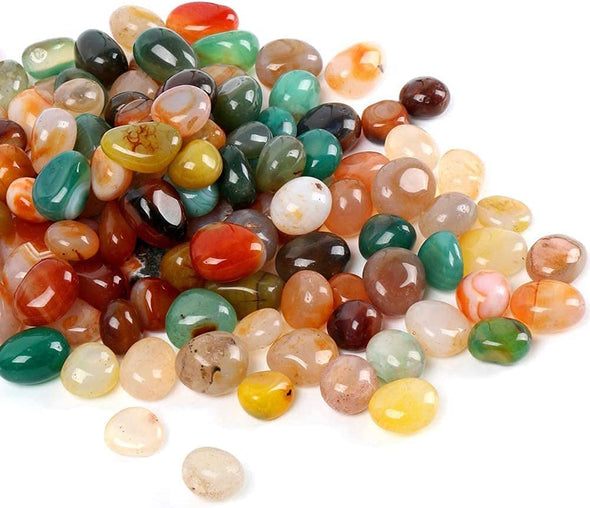 Natural Polished Decorative Tumbled Stones - 2lb Colorful Agate Stones for Landscape Decoration Stone. 0.39-0.78 Inch, Suitable for Home Decoration, DIY Handmade, Decorative Fish Tanks, Vase Filler