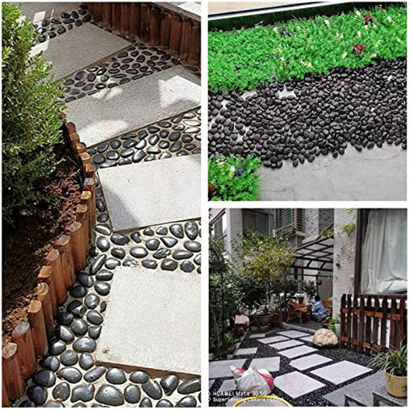 ZOLOSS Black Natural Decorative River Pebbles – 20lb 1-2 Inch Black Ornamental River Pebbles for Garden Landscaping, Home Décor, Outdoor Paving, Fountain Decoration.