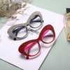 Shiny Cat Eye Anti Blue Light Glasses Rhinestone Decor Oversize Oval Clear Glasses Diamond Crystal Spectacles Optical Frame