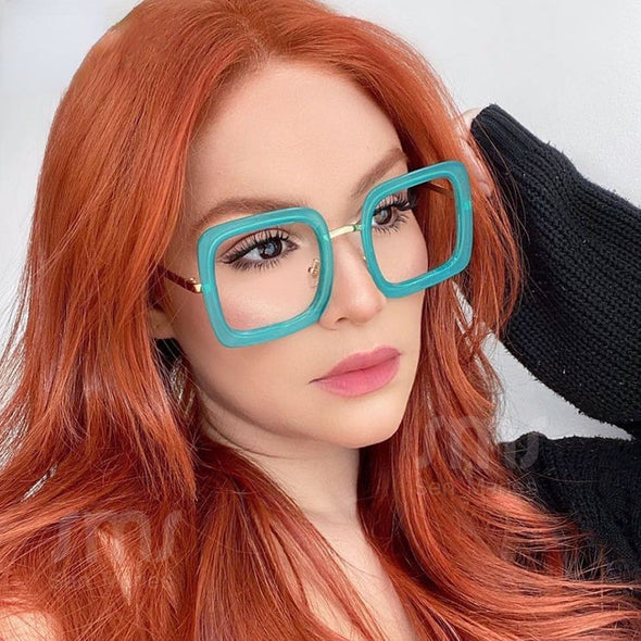 Women Anti Blue Light Computer Glasses Luxury Brand Designer Oversized Square Eyeglasses Fashion Eyewear Optical Frames