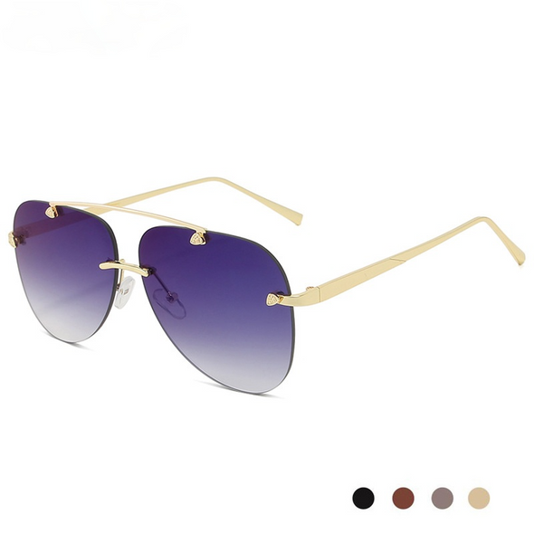 New Fashion Metal Sunglasses Frameless Gradual change  frog mirror