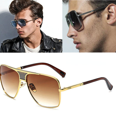 Fashion Metal gradient square frame men's sunglasses brand Design driving sunglasses Vintage sun Glasses