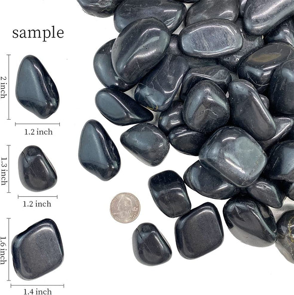 5lb Natural Polished Black River Rock Stones - Decorative Black Pebbles for Indoor Plants, Fish Tank Rocks, Vase Fillers and Fairy Garden. Aquarium Gravels for Turtle Frog Tank Outdoor Use