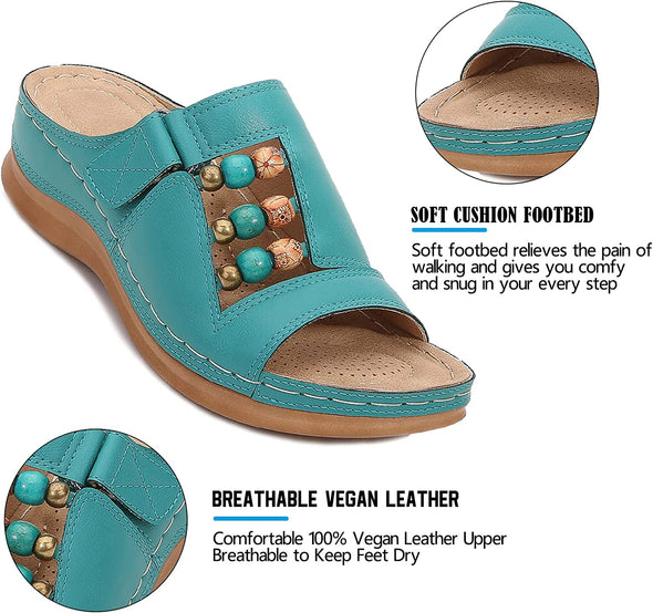 Zoloss Wedge Heel Slip On Open Toe Mules Sandals