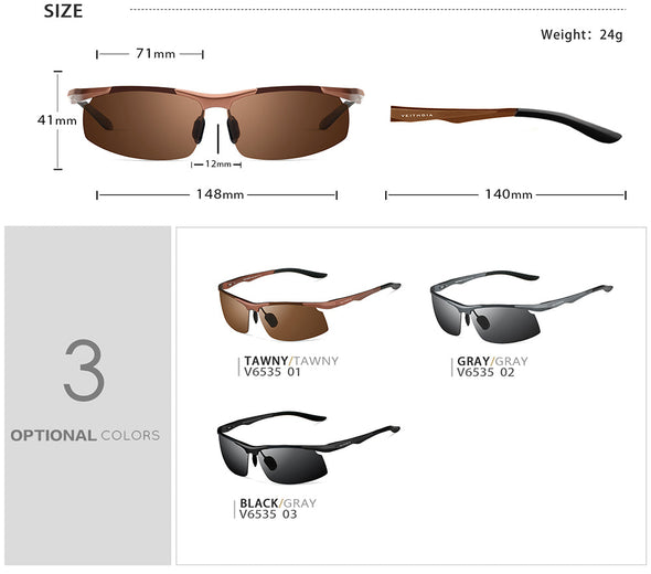 Aluminum Men Polarized UV400 Lens Rectangle Rimless Driving Fishing Sun Glasses Sports Eyewear For Male