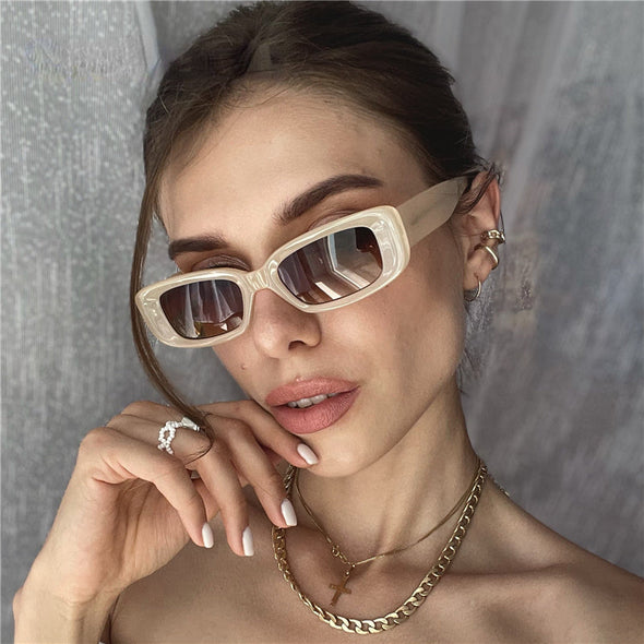 Fashion Rectangle Women Men Vintage Small Eyewear Female Luxury Brand Gradient High Quality Sun Glasses
