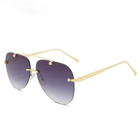 New Fashion Metal Sunglasses Frameless Gradual change  frog mirror