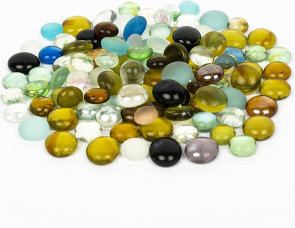 ZOLOSS 1LB Colorful Glass Pebbles - Quality Vase Filler. It Can Also Be Used for Aquarium Pebbles, Succulent Decorative Stones and DIY Ornaments.