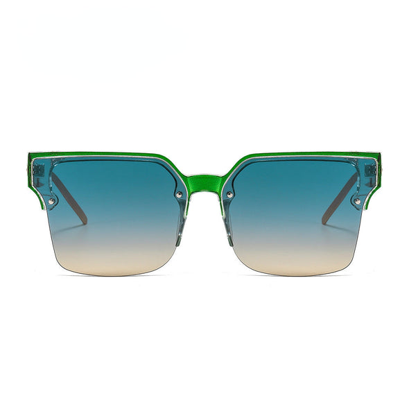 New large frame conjoined butterfly half frame color sunglasses  fashion personality ladies sunglasses