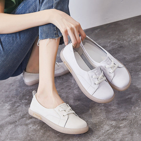 Sequins Star Design Casual Lace-Up Distressed White Sneakers