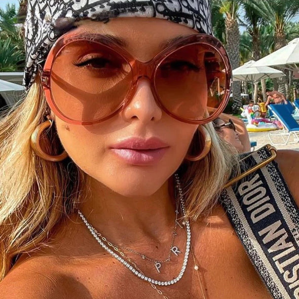 Fashion Vintage Oversized Round Sunglasses Trendy Retro Oval Sun Glasses For Woman Party UV400