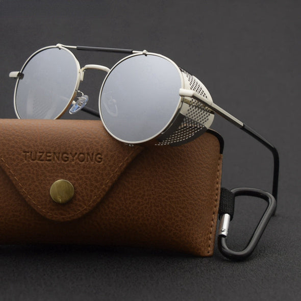 Classic Gothic Steampunk Sunglasses Polarized Men Women Brand Designer Vintage Oval Metal Frame Sun Glasses UV400