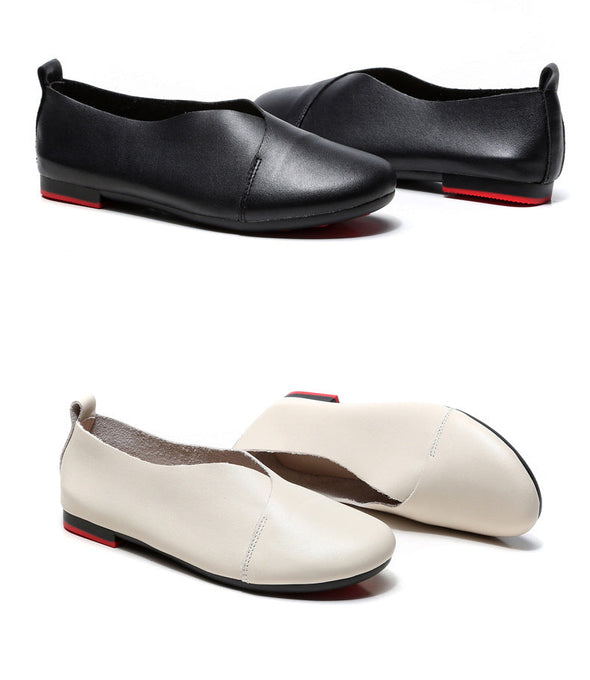 Zoloss Literary Handmade Retro Leather Soft Flat Shoes