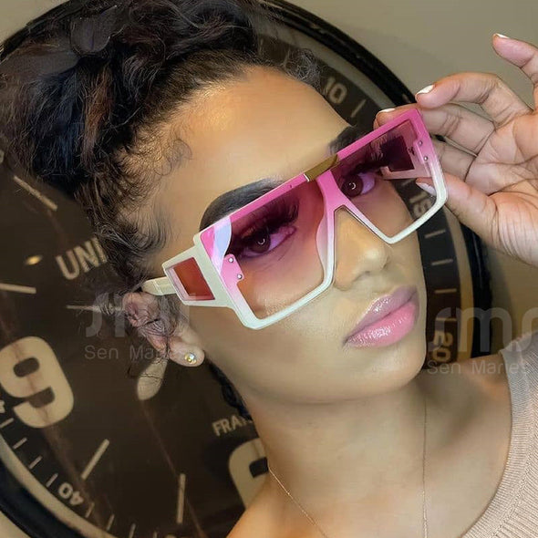 One Piece Sqaue Sunglasses Women Men   Big Frames Eyeglasses Luxury Brand Designer Glasses Men Retro Vintage Eyewear