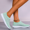 Nanccy Women's Crystal Breathable Orthopedic Slip-On Walking Shoes
