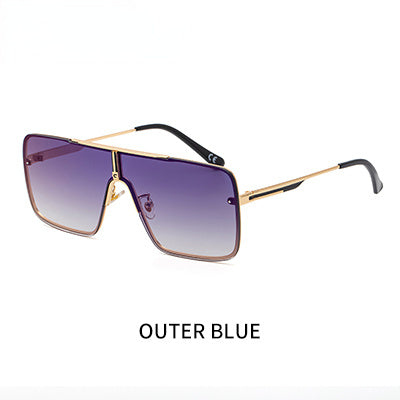 Oversized Sunglasses Men Luxury Brand Designer One Piece Mental Frame Square Sun Glasses For Man Vintage Lentes