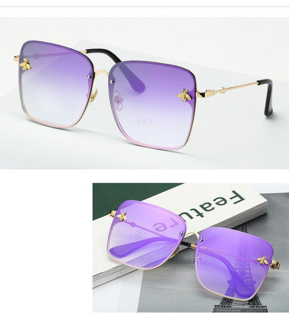 New Square Sunglasses Women Mirror Vintage Insect decoration Sun Glasses