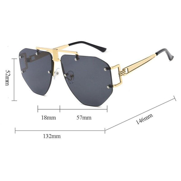 Oversized Frameless Sunglasses Ladies Women Luxury Metal Punk Sun Glasses Men Brand Design UV400 Goggles