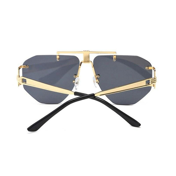 Oversized Frameless Sunglasses Ladies Women Luxury Metal Punk Sun Glasses Men Brand Design UV400 Goggles