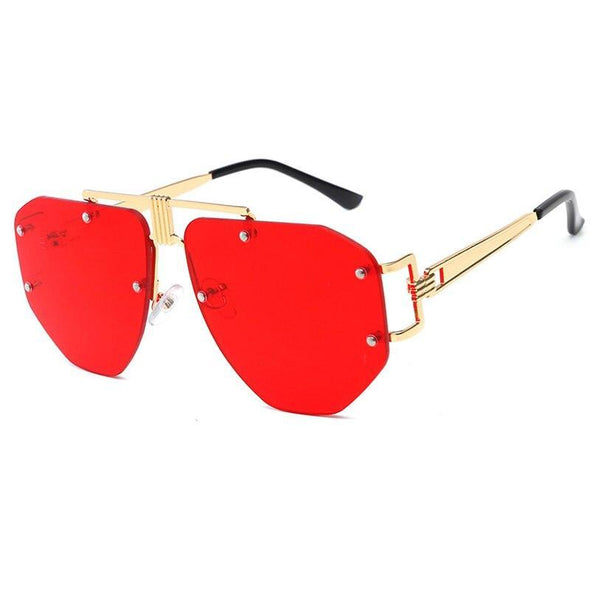 Oversized Frameless Sunglasses Ladies Women Luxury Metal Punk Sun Glasses Men Brand Design UV400 Goggles