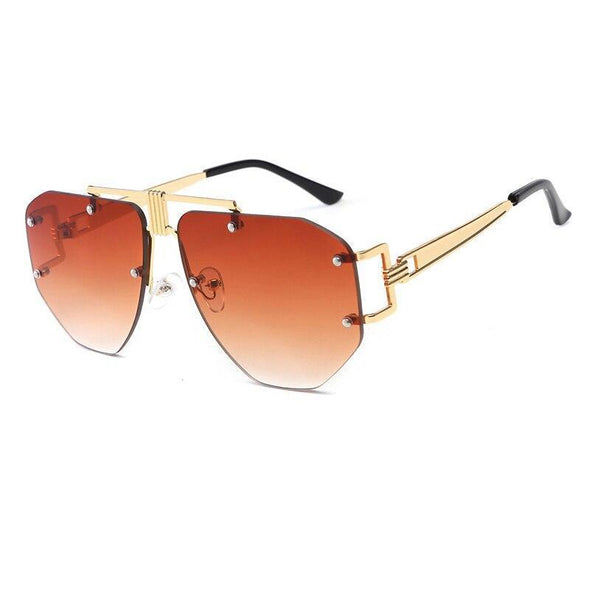 Oversized Frameless Sunglasses Ladies Women Luxury Metal Punk Sun Glasses Men Brand Design UV400 Goggles