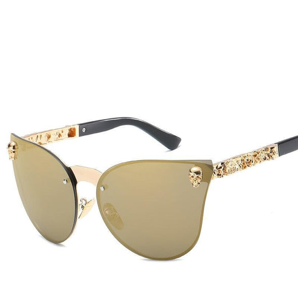 ARTORIGIN Large Skull Sunglasses Unisex Cat Eye Sun Glasses For Men Women Reflective Mirror Shades Female Lunettes Oculos