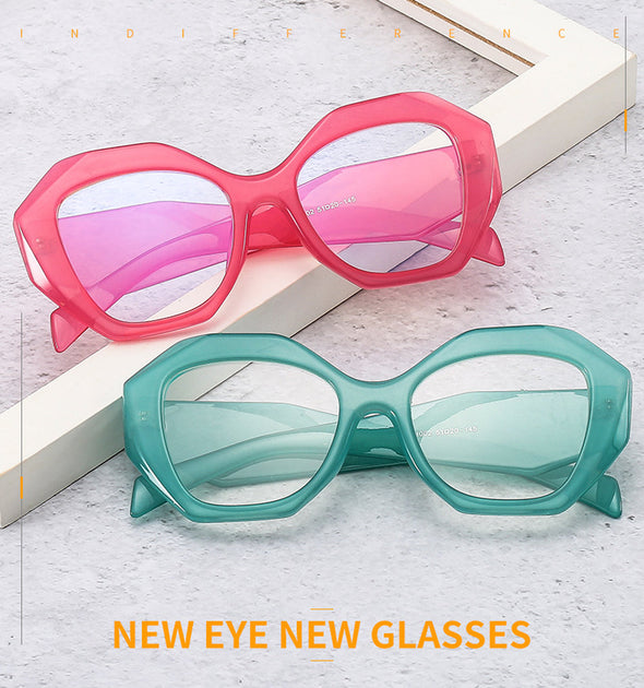 New Candy Color Polygon Square Eyeglasses For Women Vintage New Fashion Plastic Clear Computer Glasses Frame
