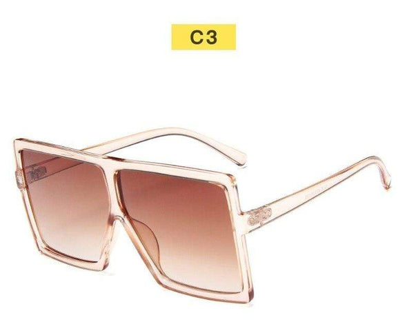 Black Sunglasses Women Square Flat Top Oversized Vintage Retro big frame fashion sunglasses feminine black female glasses