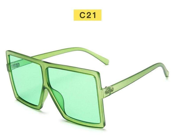 Black Sunglasses Women Square Flat Top Oversized Vintage Retro big frame fashion sunglasses feminine black female glasses