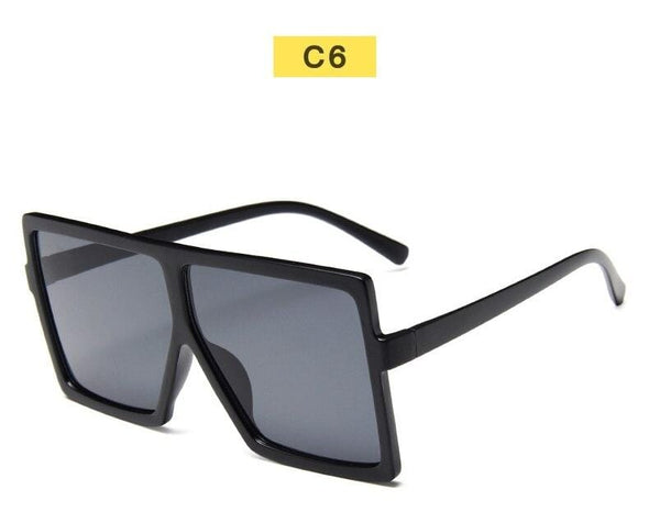 Black Sunglasses Women Square Flat Top Oversized Vintage Retro big frame fashion sunglasses feminine black female glasses