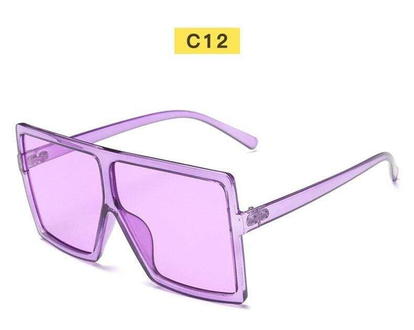 Black Sunglasses Women Square Flat Top Oversized Vintage Retro big frame fashion sunglasses feminine black female glasses