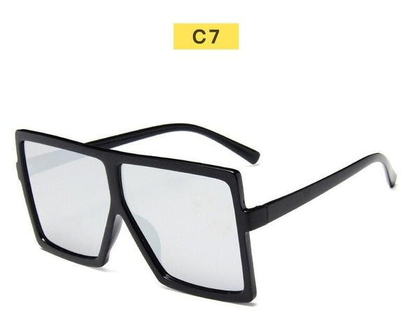 Black Sunglasses Women Square Flat Top Oversized Vintage Retro big frame fashion sunglasses feminine black female glasses