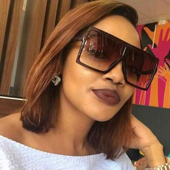 Black Sunglasses Women Square Flat Top Oversized Vintage Retro big frame fashion sunglasses feminine black female glasses
