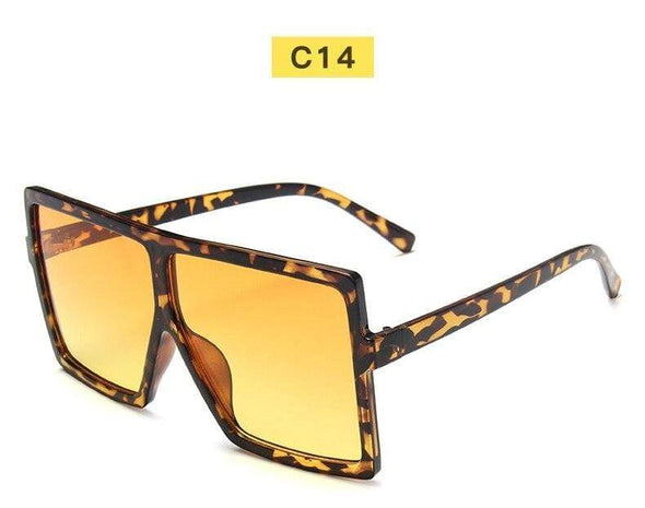 Black Sunglasses Women Square Flat Top Oversized Vintage Retro big frame fashion sunglasses feminine black female glasses