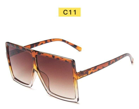 Black Sunglasses Women Square Flat Top Oversized Vintage Retro big frame fashion sunglasses feminine black female glasses