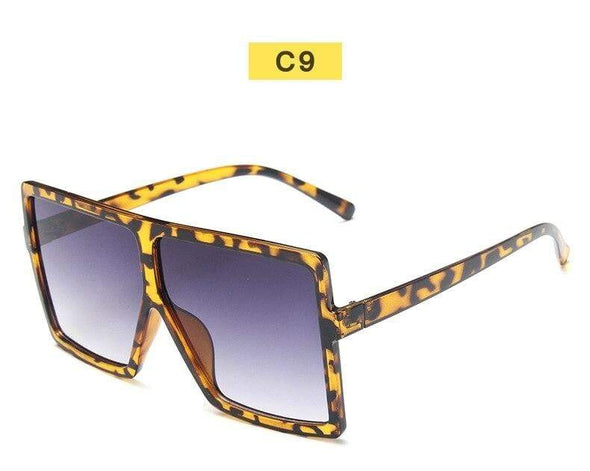 Black Sunglasses Women Square Flat Top Oversized Vintage Retro big frame fashion sunglasses feminine black female glasses