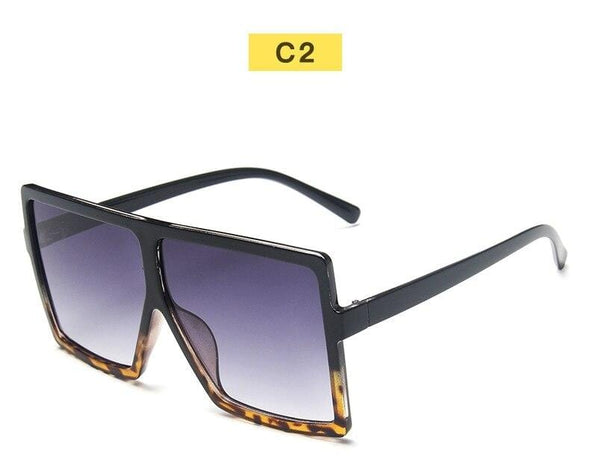 Black Sunglasses Women Square Flat Top Oversized Vintage Retro big frame fashion sunglasses feminine black female glasses