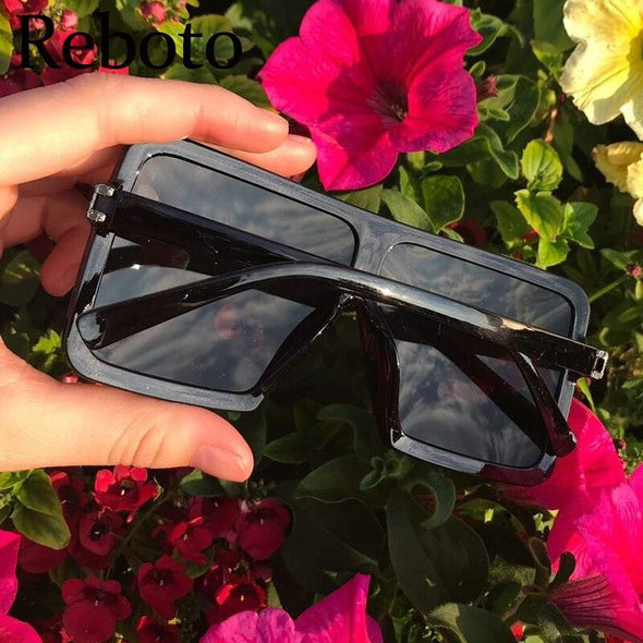 Black Sunglasses Women Square Flat Top Oversized Vintage Retro big frame fashion sunglasses feminine black female glasses