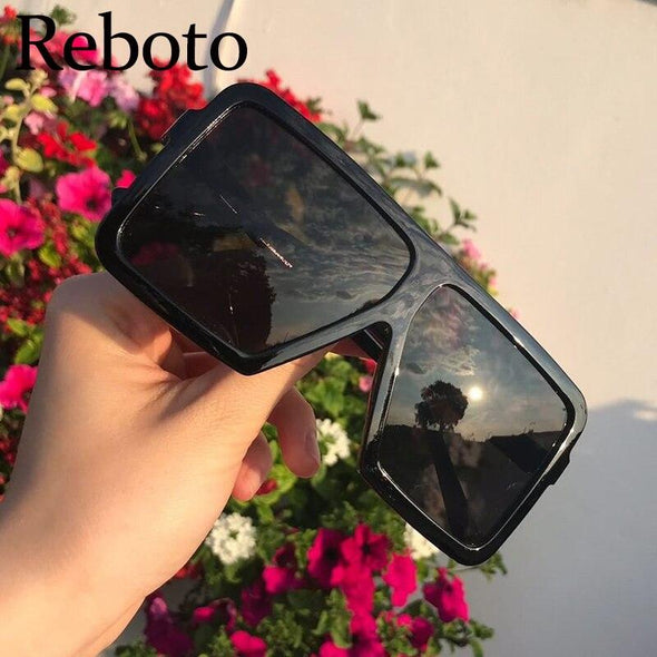 Black Sunglasses Women Square Flat Top Oversized Vintage Retro big frame fashion sunglasses feminine black female glasses