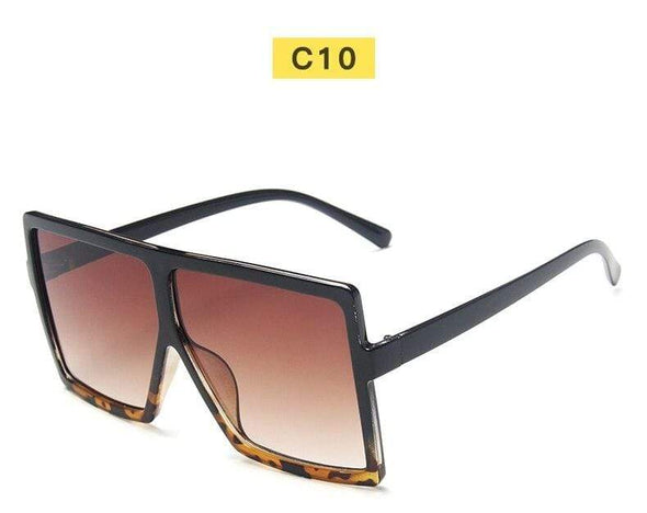 Black Sunglasses Women Square Flat Top Oversized Vintage Retro big frame fashion sunglasses feminine black female glasses