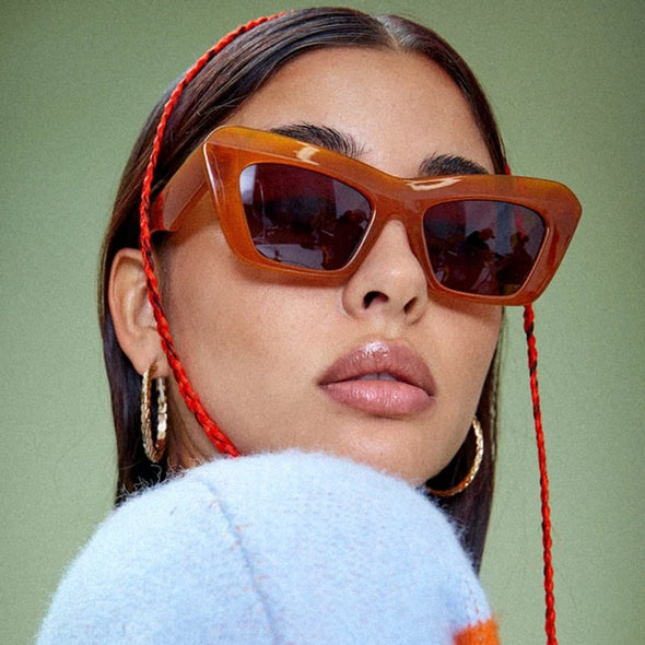 Cat Eye Designer Sunglasses Women  Fashion Design Retro Sun Glasses Female Vintage Square Lady